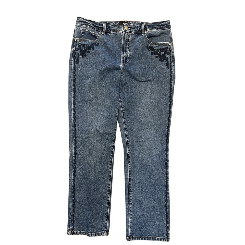 One Teaspoon Freebird II Embroidered Jeans Women’s Sz 12P Straight Leg Denim